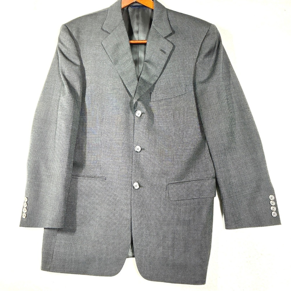 Burberry Size 42R 42 Sport Coat Gray Wool Micro Check Blazer Mens MSRP $1200